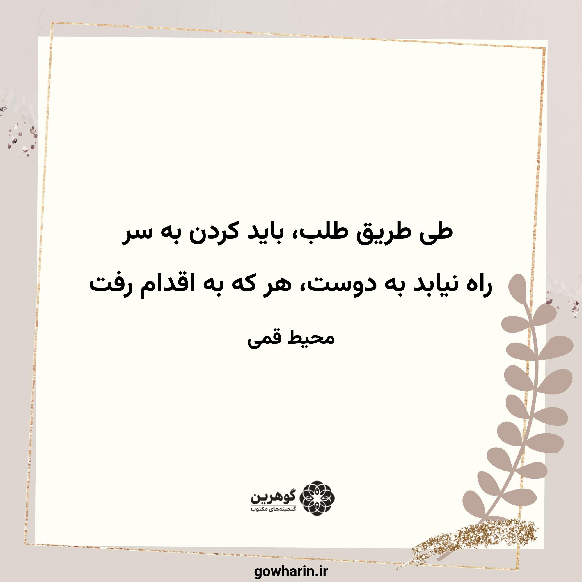 طی طریق طلب، باید کردن به سر
راه نیابد به دوست، هر که به اقدام رفت