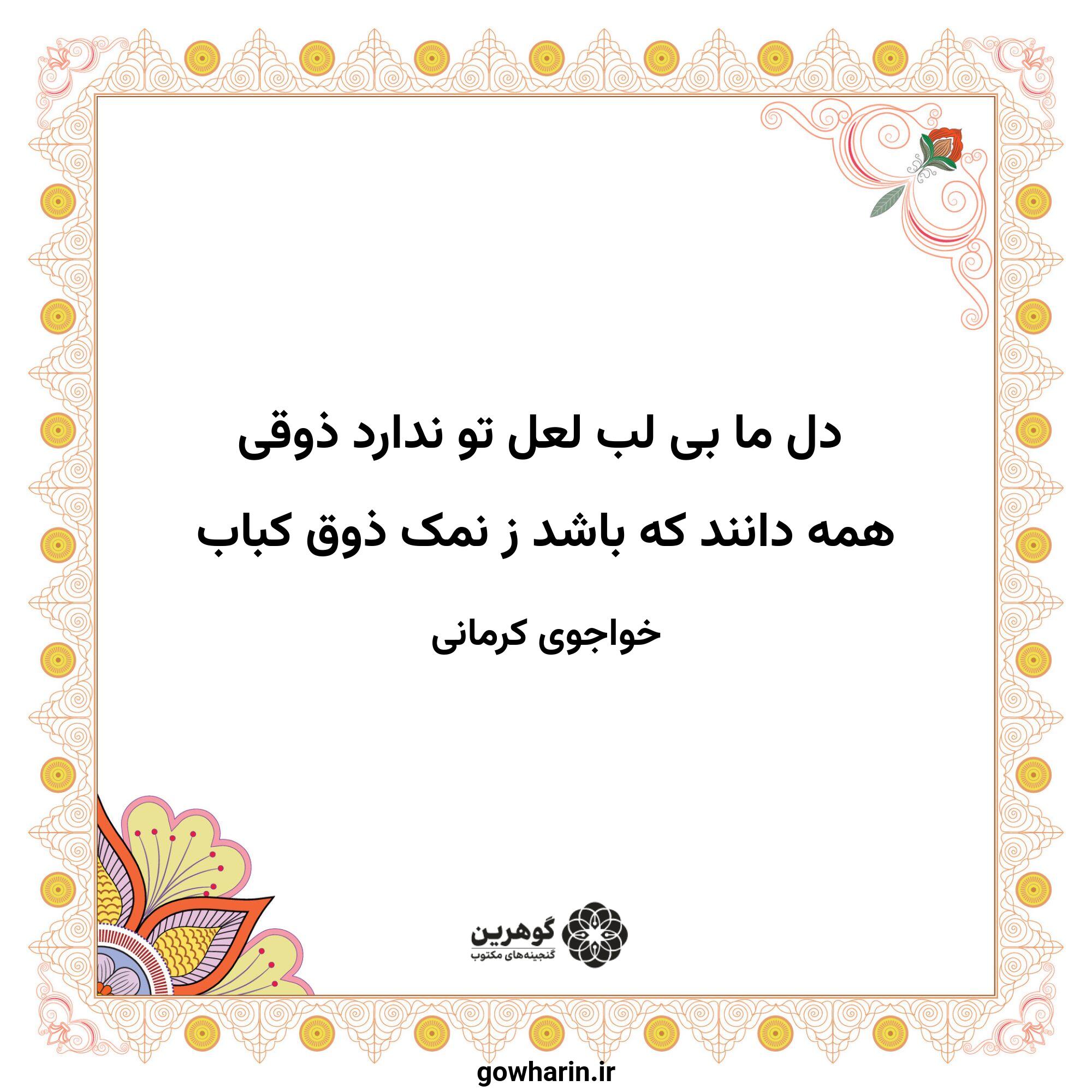 دل ما بی لب لعل تو ندارد ذوقی
همه دانند که باشد ز نمک ذوق کباب
