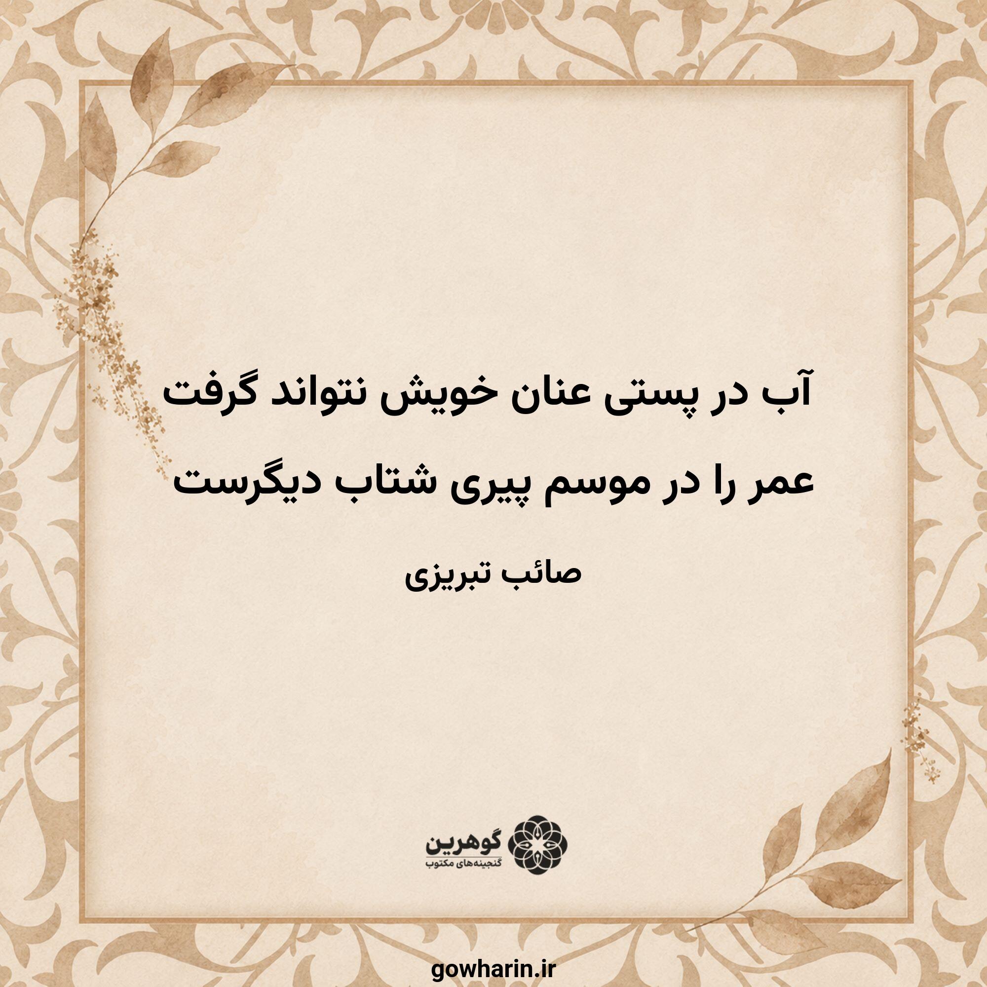 آب در پستی عنان خویش نتواند گرفت
عمر را در موسم پیری شتاب دیگرست