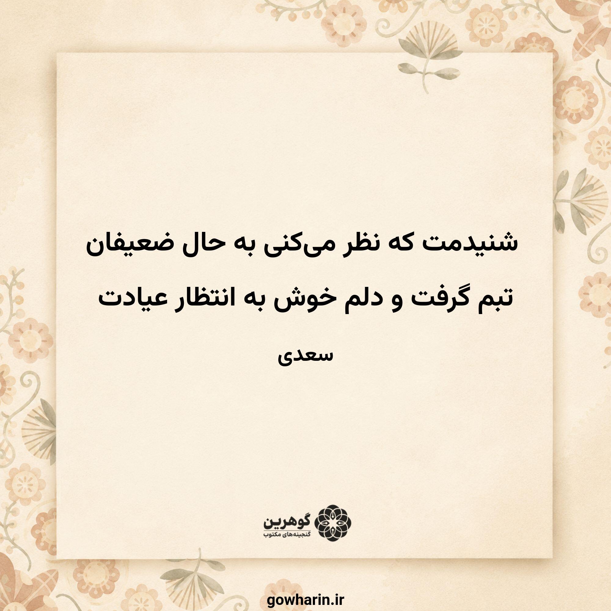 شنیدمت که نظر می‌کنی به حال ضعیفان
تبم گرفت و دلم خوش به انتظار عیادت