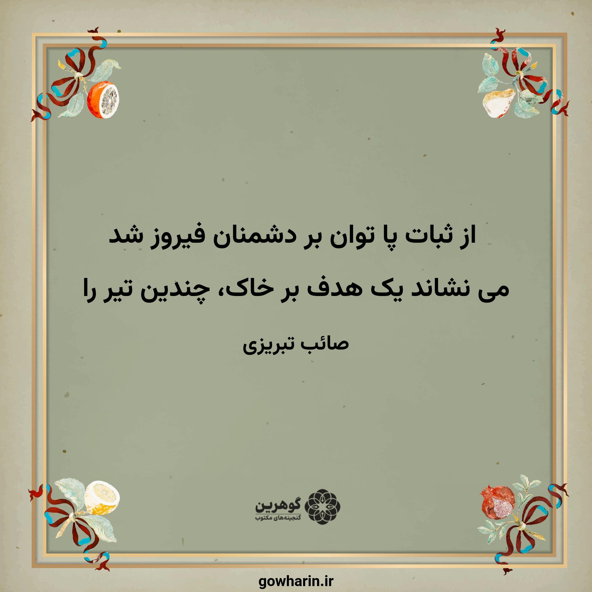 از ثبات پا توان بر دشمنان فیروز شد
می نشاند یک هدف بر خاک، چندین تیر را
